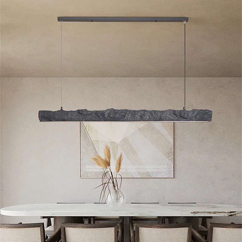 Artisan Stone Linear Pendant Light Gaelo – Charcoal Stone, dining room lifestyle