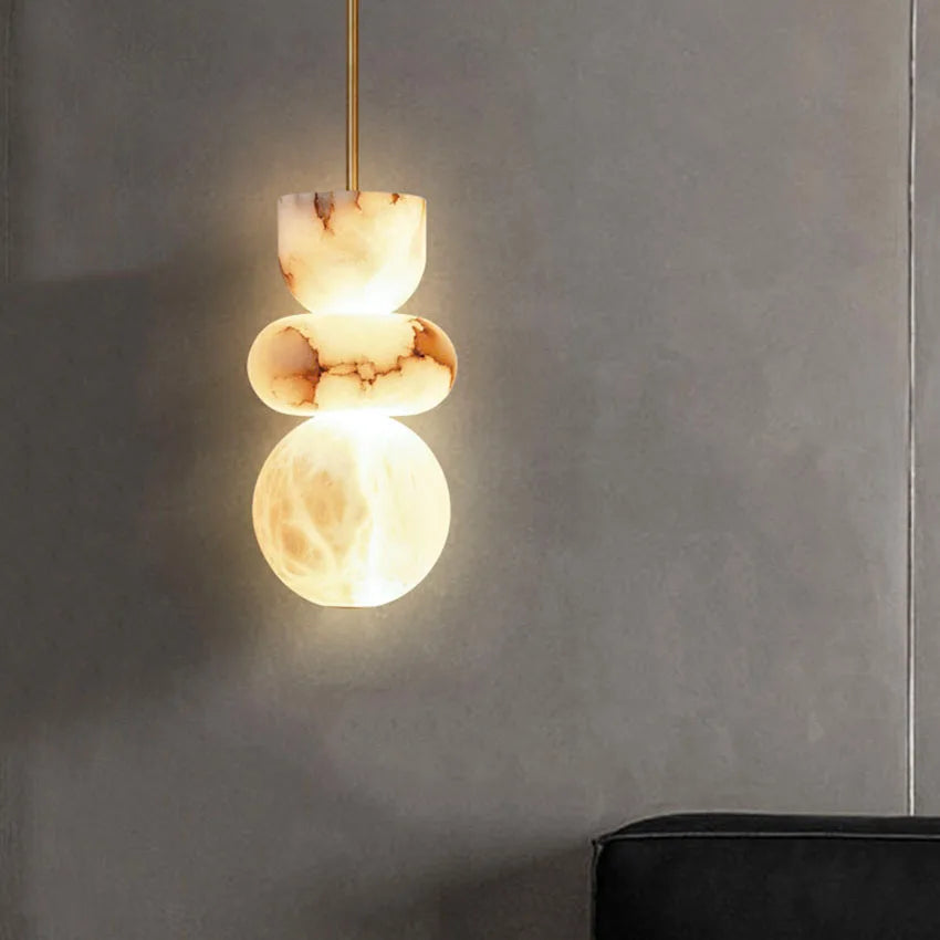 Natural Marble Orb Pendant Light Malvoria – Lifestyle View 2