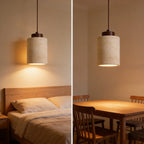 Owaelindra Cylinder, Walnut cap, styled bedside and above a dining table