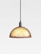 Hammered Glass Dome Pendant Light – Convex – Clear Illuminated