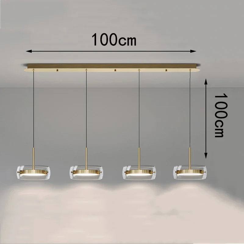 Bsaelix pendant chandelier – Gold, 4 Lights configuration, dimensions