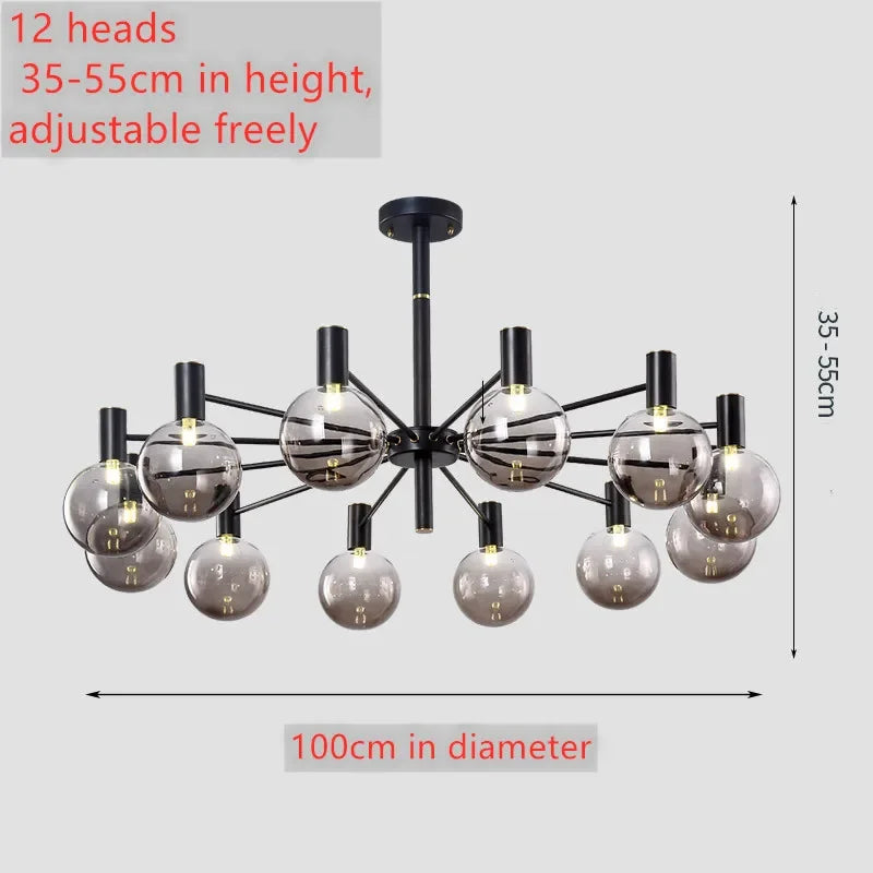 Maelon – Black Frame, 12 Heads, Ø100cm, Height 35-55cm