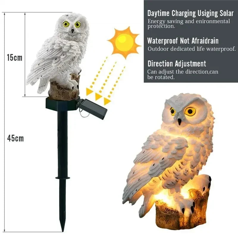 Sculptural Resin Owl Solar Garden Light – Strigora, dimensions