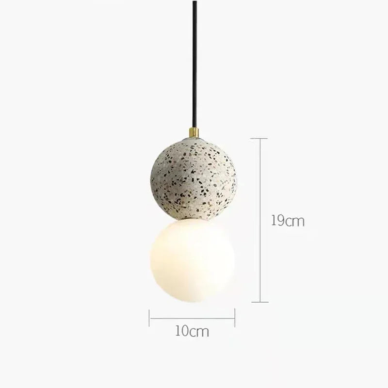Stone Sphere Pendant & Wall Sconce – Mvaelvix – Pendant, Ivory Terrazzo Finish, Dimensions