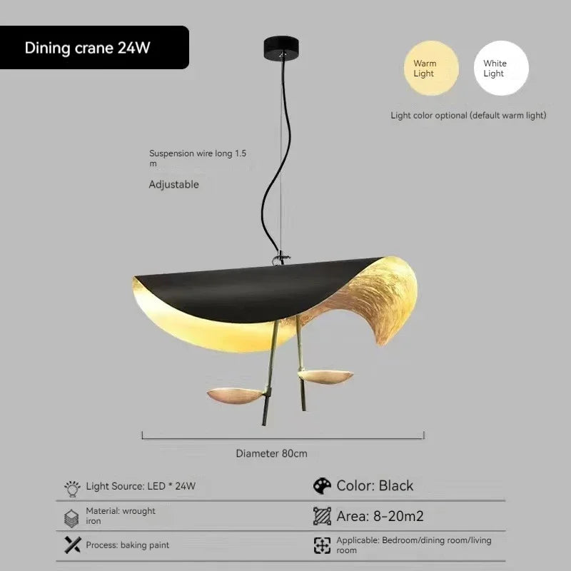 Sculptural Gold-Leaf Petal Pendant Light – Revonthal – Black 80cm Size Chart