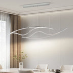 Double-Wave Aluminum LED Linear Pendant Light Cerox – Chrome, kitchen lifestyle