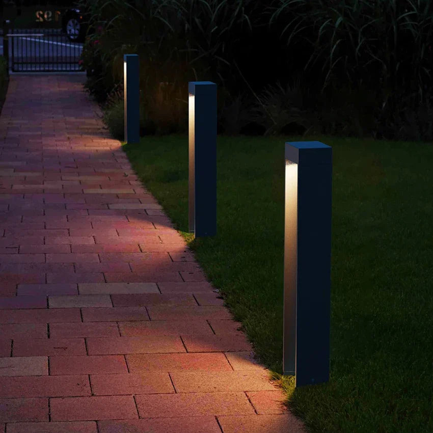 Modern Aluminium Bollard Outdoor Light Ecira - Lifestyle Pathway View