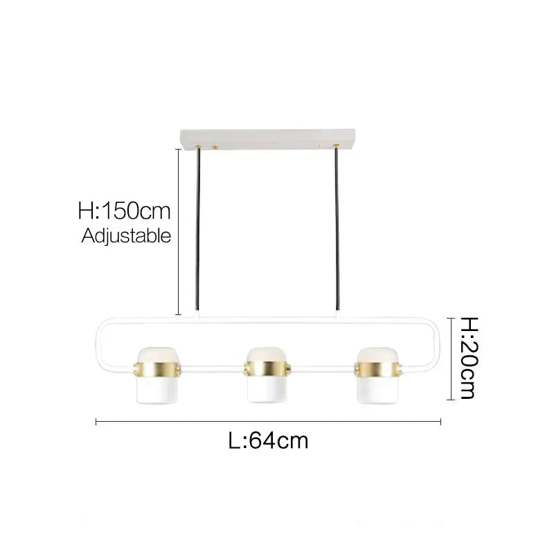 Rotatable-Head Linear Spotlight Bar Chandelier Corvino – Dimensions, 3-Light 64cm