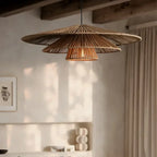 Contemporary Rattan Dome Pendant Light Ftaeron – Hero Shot