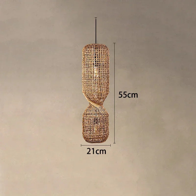 Woven Rattan Hourglass Pendant Light – Faeloria – Single Pendant, 55 cm dimensions