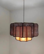 Woven Rattan Scallop Pendant Light Tessara – Espresso Brown Lifestyle