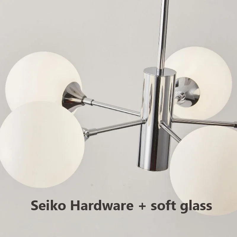 Sculptural Chrome Glass Globe Chandelier Genova