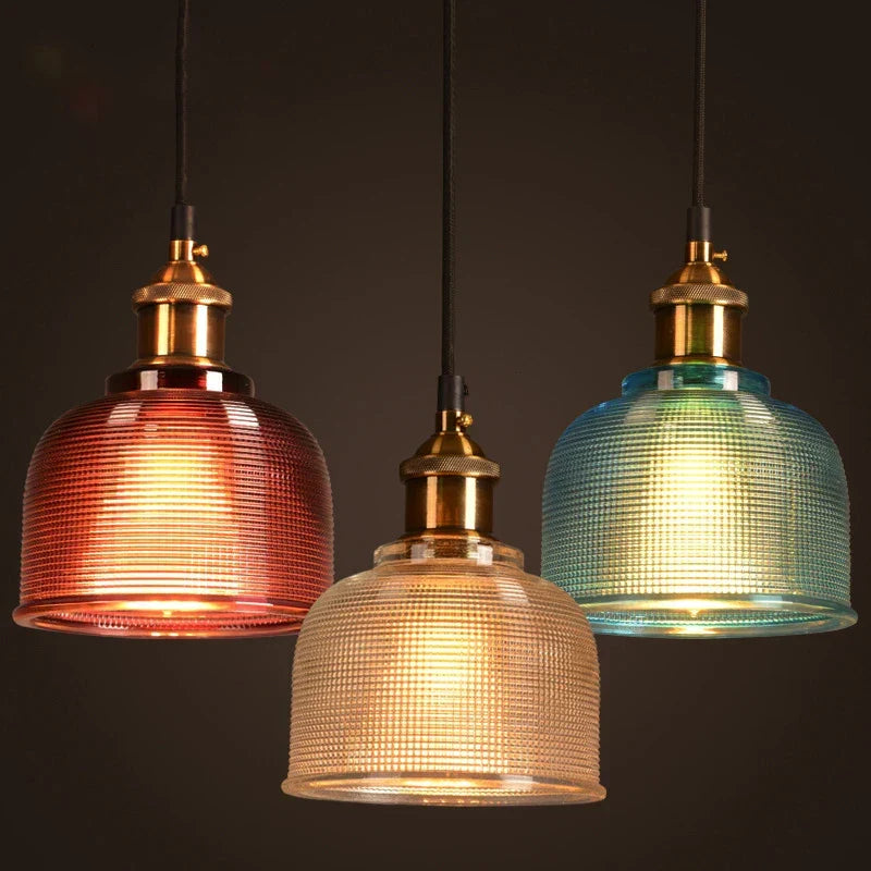 Ribbed Glass Bell Pendant Light Gilnox – Colourways
