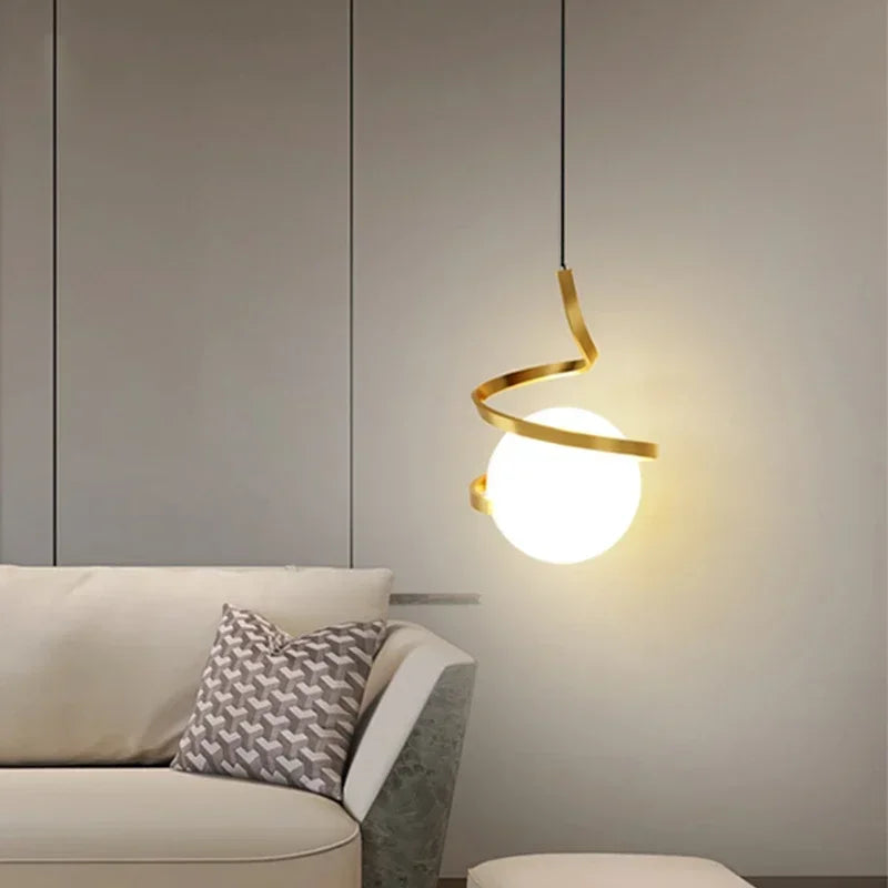 Spiral Metal Orb Pendant Light – Luvoria – Gold Lifestyle