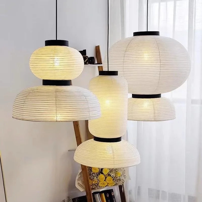 Japanese Paper Sphere Pendant Light Worixa – Lifestyle View 2