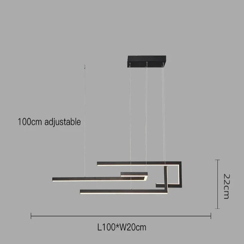 Aurelux matte black pendant, 100cm, dimensions diagram