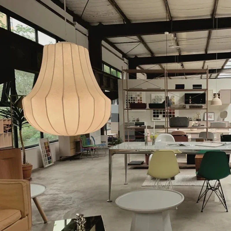 Layered Silk Disc Pendant Light Oalaelindra – Lifestyle View 3