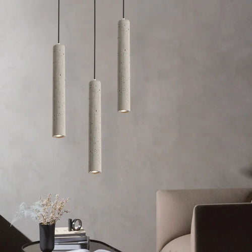 Cast Cement Cylinder Pendant Light Ivaelvix – Lifestyle View