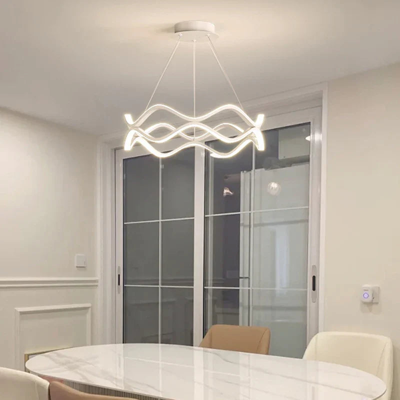 Sculptural Wave Aluminum LED Pendant Light – Dovelux – Hero Shot