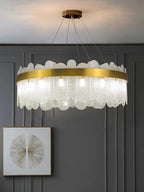Petalux – Round Ø40cm White Frosted glass panel chandelier, moody living room