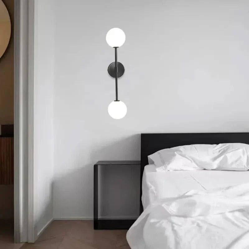 Velaro Twin Globe Wall Sconce – Black, Bedroom Lifestyle