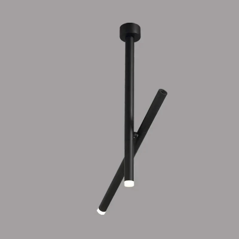 Angled Slim LED Cylinder Pendant Light – Ybelindra – Ceiling, Short, Black