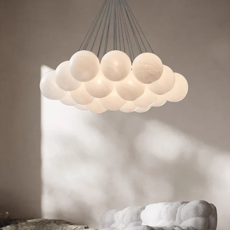 Frosted Glass Bubble Cluster Chandelier – Pbelion – Lifestyle View 2