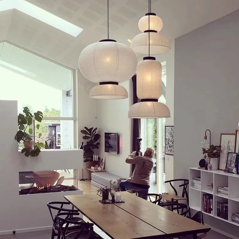 Japanese Paper Sphere Pendant Light Worixa – Lifestyle View 3