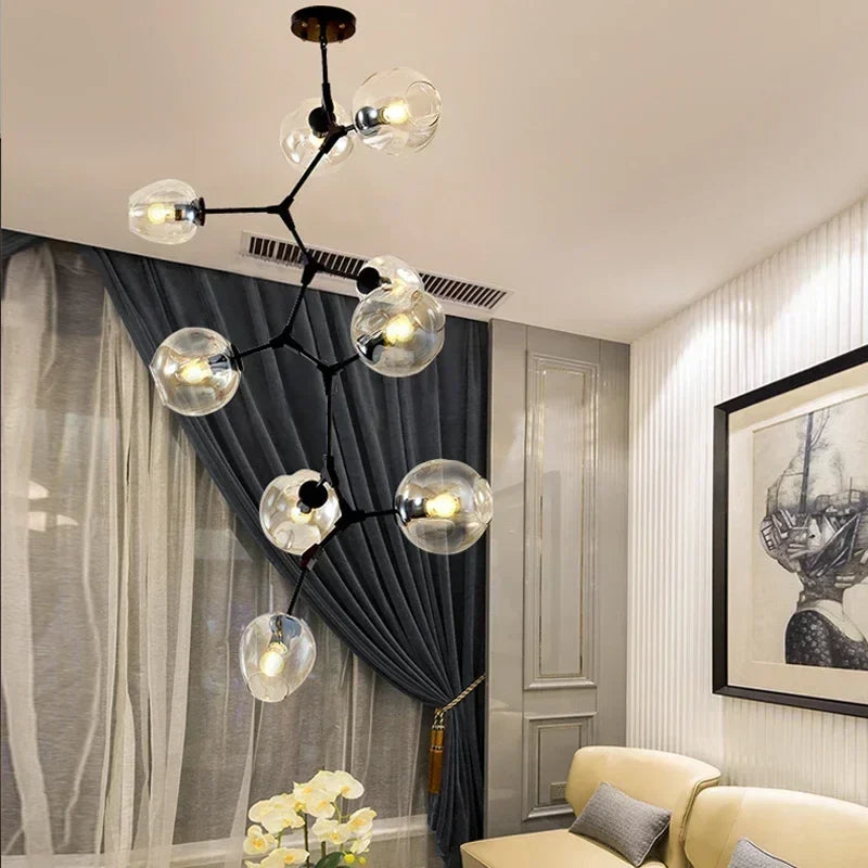 Molecular Glass Globe Cluster Chandelier Jalindra – Lifestyle View 3