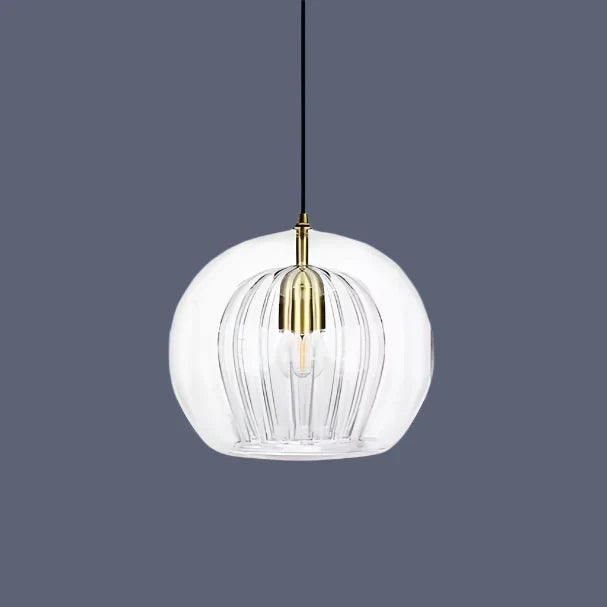 Fluted Glass Globe Pendant Light Celvorn – Lifestyle View 4