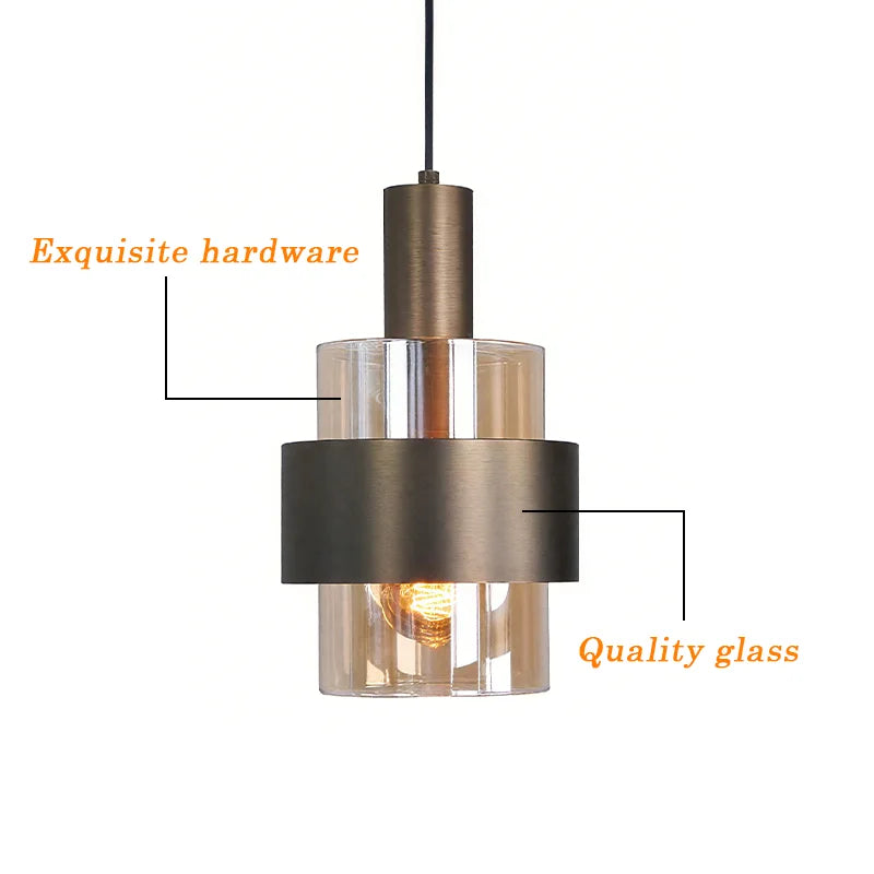 Fluted Amber Glass Pendant Light Pyrmont – Bronze Hardware and Fluted Glass Detail