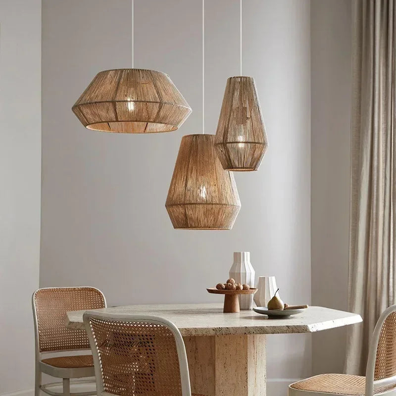 Hand-Woven Rattan Meditative Pendant Light Serova – Lifestyle View 4