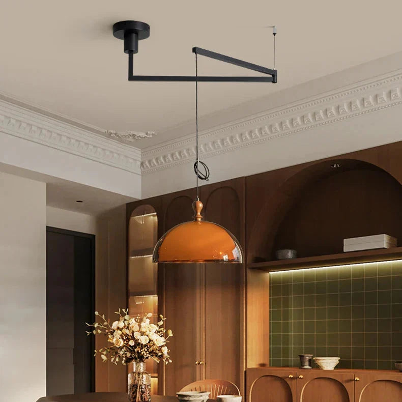 Sculpted Amber Acrylic Pendant Light Falox – Swing Arm Configuration
