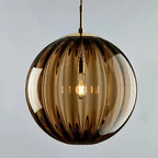 Fluted Glass Sphere Pendant Light Hraelox – Brown