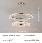 Ecelvor double ring 60+40cm dimensions, 150cm adjustable drop, 96W LED