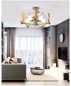 Children's Wood Giraffe Chandelier Lunvix — Gray, living room