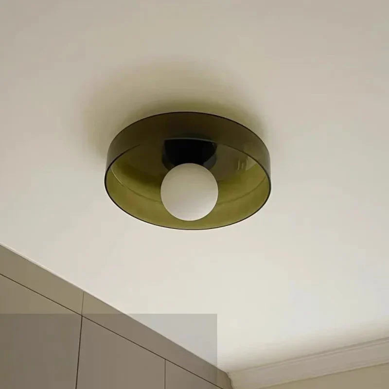 Green Mouth-Blown Glass Ceiling Light – Lumivox, Close Detail
