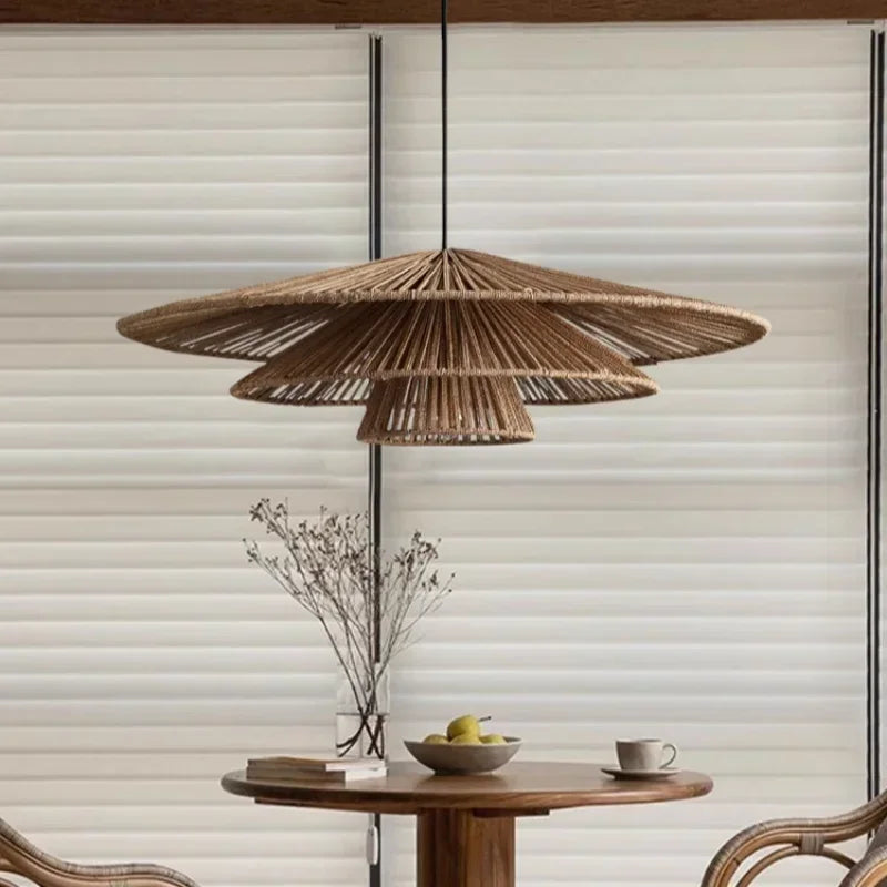 Contemporary Rattan Dome Pendant Light Ftaeron – Product Detail 5