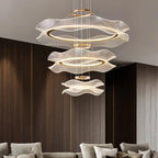 Cascading Petal-Ring LED Chandelier Volrenix – 3-Ring Cascade in Living Room