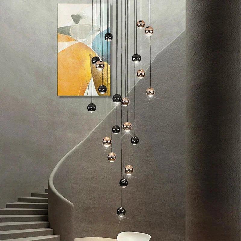 Black & Copper Sphere Cluster Chandelier Radianto