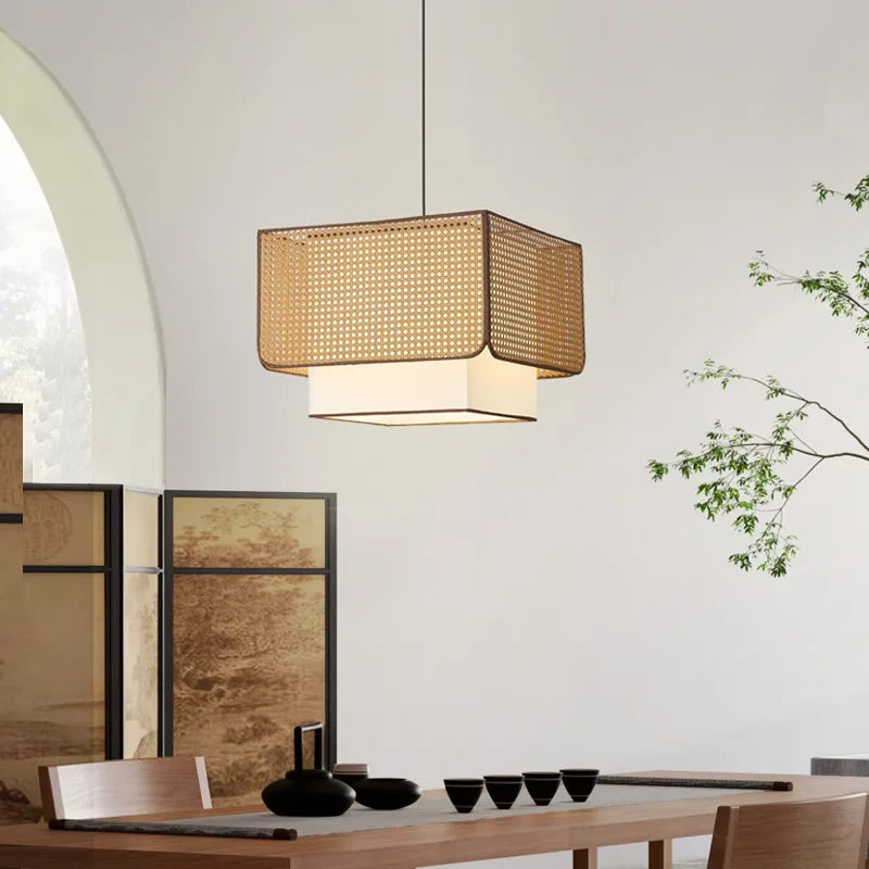 Natural Rattan Orb Pendant Light Btavion – Lifestyle View 3