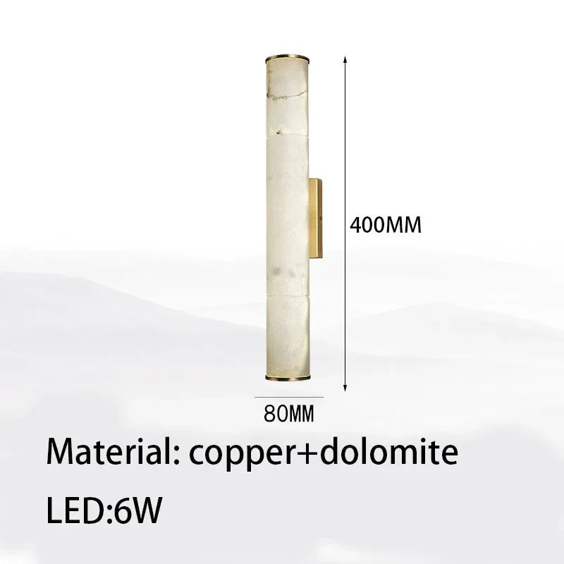 Hand-Finished Marble Copper Wall Sconce Evix – Dimensions, 40cm Model