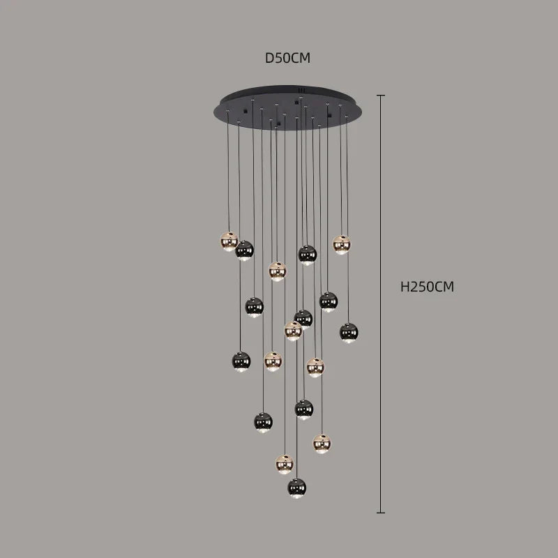 Black & Copper Sphere Cluster Chandelier Radianto