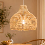 Contemporary Rattan Sculptural Pendant Light Florevix – Lifestyle in Dining Room