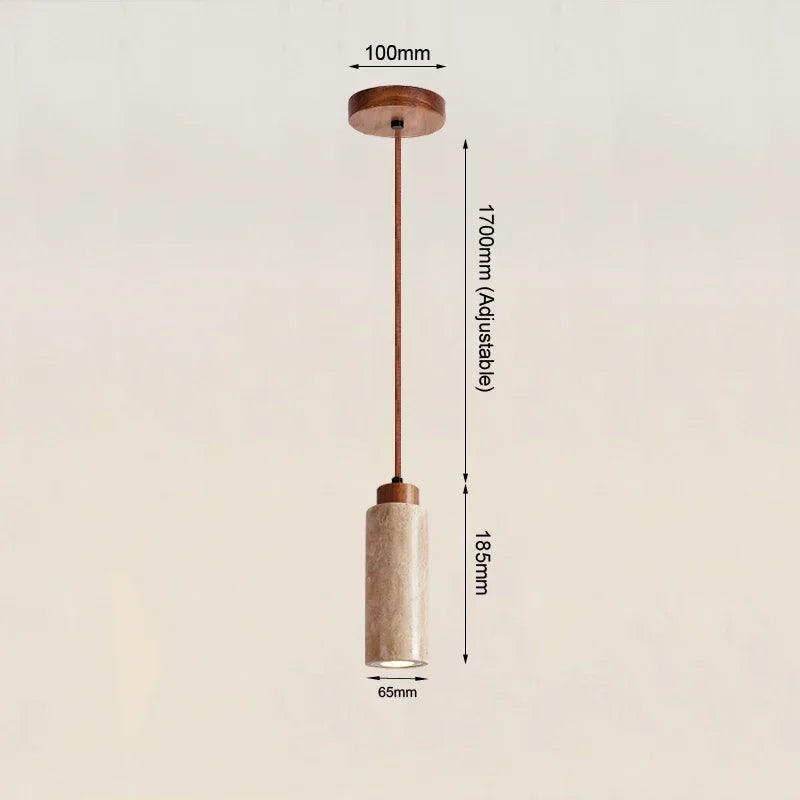 Travertine Stone Cylinder Pendant Light Yalivorn – Dimensions Diagram