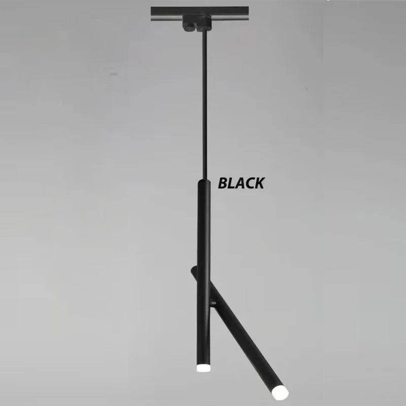 Angled Slim LED Cylinder Pendant Light – Ybelindra – Track, Long, Black