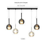 Dual Glass Bell Globe Pendant Light Bellonix – 5-Head Linear (20cm Globes)