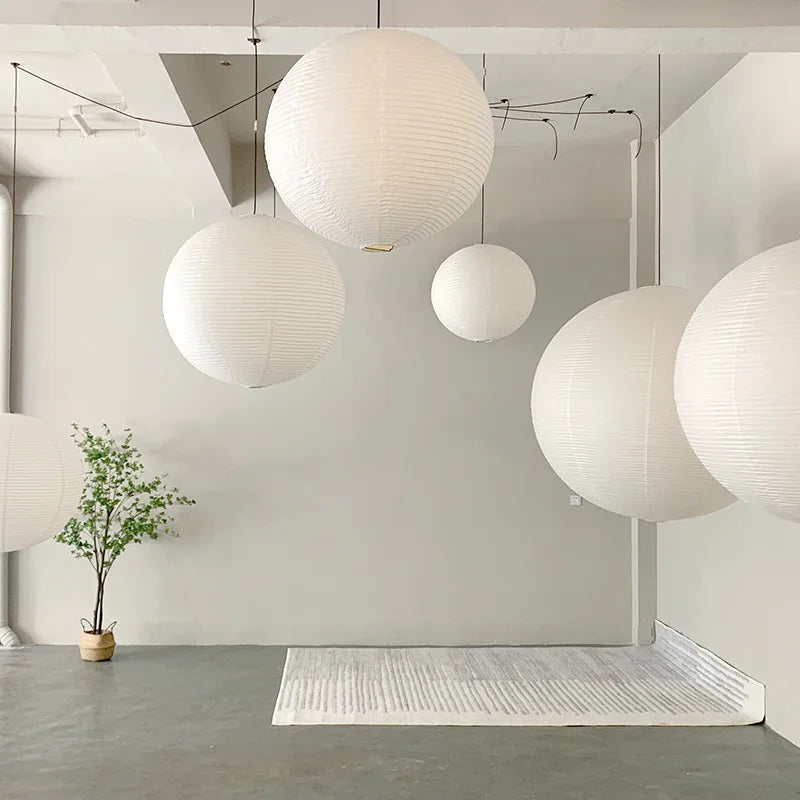 Mwaelinth ribbed paper globe pendant light