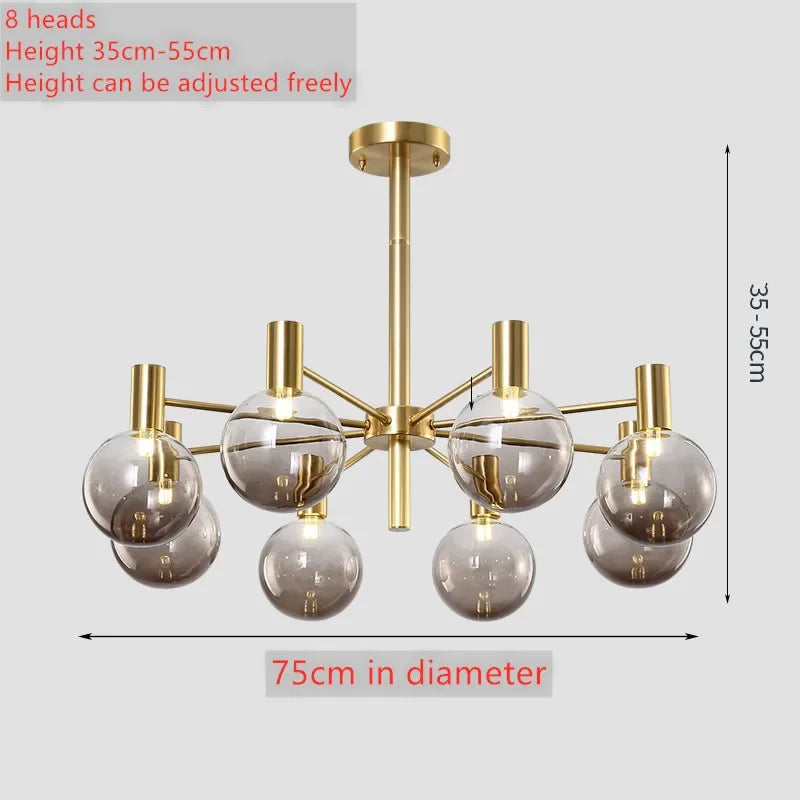 Maelon – Gold Frame, 8 Heads, Ø75cm, Height 35-55cm
