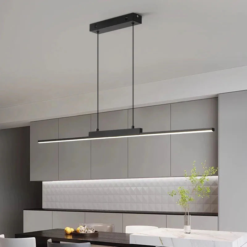 Minimalist Aluminum Linear Bar Pendant – Calaelinth, 100cm, Lifestyle View